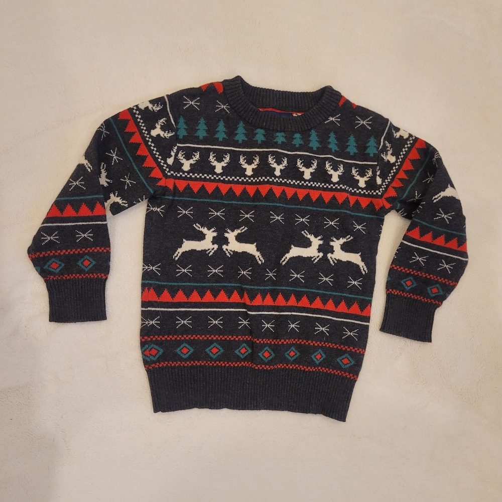 🧸2/20$ Andy & Evan Kid's Dark Gray Reindeer Holiday Winter Sweater Size 2T